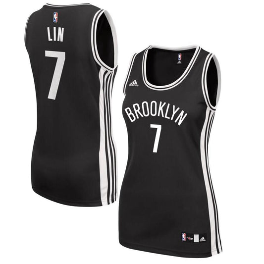 Brooklyn Nets Jeremy Lin Adidas Replica Road Jersey Womens - Black | Ireland B9661X9