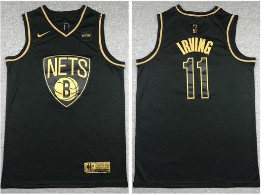 Brooklyn Nets #11 Kyrie Irving Jersey Black Golden